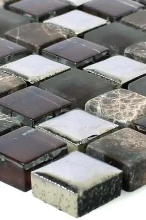 Verre Marbré Mosaïque Céramique Brun Argent Meilleure Vente