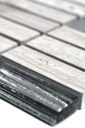 Verre Pierre Acier Mosaïque Carrelage Elektra Gris Bâtonnet Produit De Marque