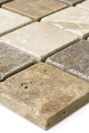 Travertin Mosaïque Carrelage Dustin Brun Beige Rouge Satisfait Ou Remboursé