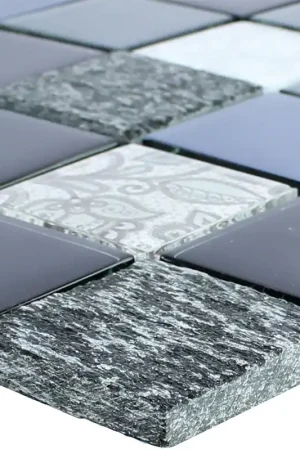 Soldes Mosaïque verre pierre naturelle Triopetra Noir Gris Blanc