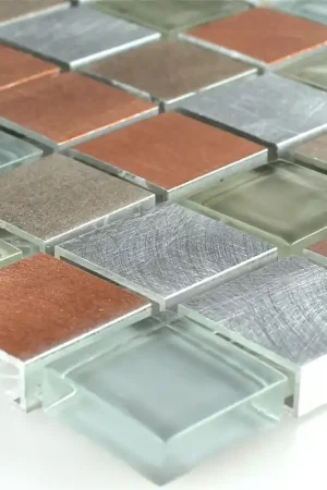 Aluminium Verre Metal Mosaïque Orange Argent Mix Nouvel Arrivage