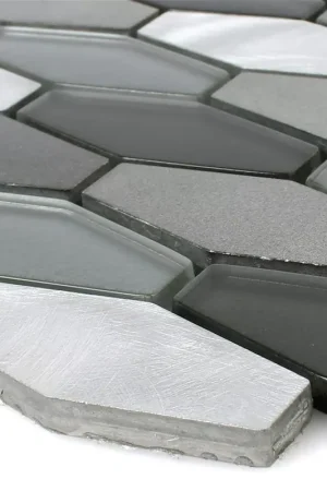 Top Vente Mosaïque Carrelage Hexagone Lupo Noir Argent