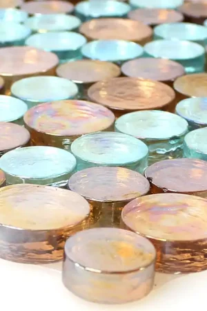 Verre Piscine Mosaïque Carrelage Rond Bouton Brun Turquoise Top Vente
