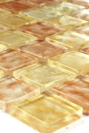 Usine Directe Mosaïque Verre 25x25x6mm Ambre Beige Mix