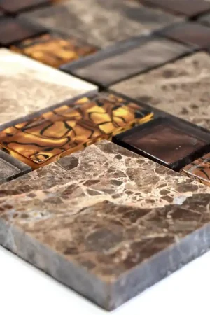 Achat Immédiat Mosaïque En Verre Carreaux En Pierre Naturelle Lambada Brun Beige 3 Mix