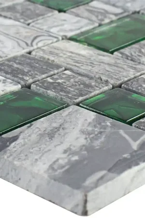 Usine Directe Mosaïque En Verre Carreaux En Pierre Naturelle Manavgat Gris Vert 2 Mix