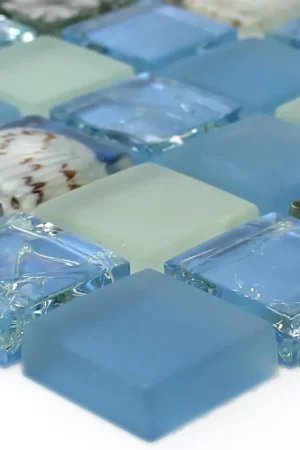Verre Coquille Mosaïque Carrelage Byron Bleu Mix Expédition Rapide