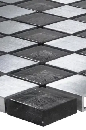 Verre Aluminium Mosaïque Carrelage Eldorien Argent-Gris Réduction
