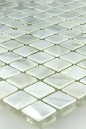 Verre Nacre Effet Mosaïque Ivoire Blanc 15x15x8mm Haute Qualité