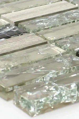 Authentique Verre Mosaïque Pierre Naturelle Bâtonnet Vert Gris