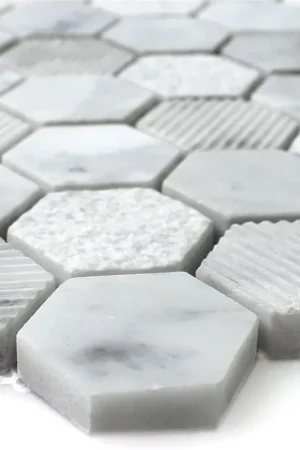 Bon Marché Mosaïque Hexagone Pierre Naturelle Carrara Blanc