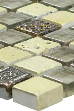 Verre Marbre Mosaïque Carrelage Majestic Argent Brun Offre Du Jour