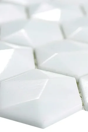 Acheter En Ligne Mosaïque En Verre Carrelage Benevento Hexagone 3D Blanc