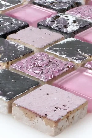 Verre Pierre Naturelle Résine Mosaïque Pink Mix Quantité Limitée