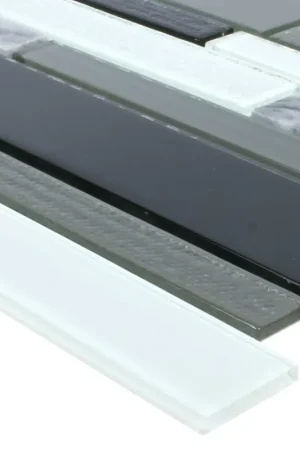 Bon Marché Carrelage Mosaïque Verre Pierre Naturelle Kalamos Noir Blanc