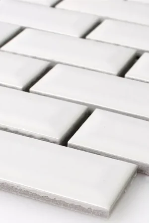 Bon Marché Mosaïque Metro Céramique Facette Blanc Brillant