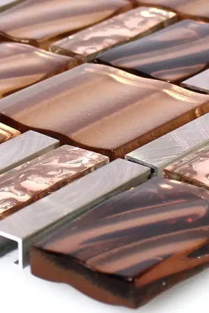 Verre Aluminium Mosaïque Cuivre Brun Mix Meilleure Vente