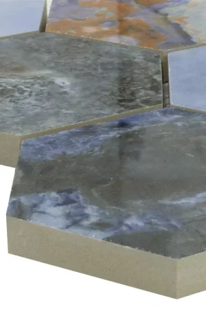 Usine Directe Céramique Mosaïque Carrelage Naftalin Hexagone Bleu Noir