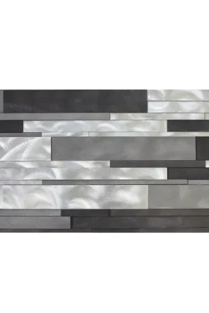 Aluminium Metal Mosaïque Talara Noir Argent 300x600mm Usine Directe