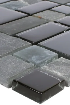 Top Vente Mosaïque Carrelage Apollo Pierre Naturelle Verremix Noir
