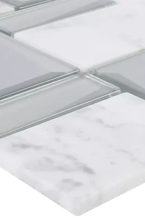 Verre Natural Mosaïques Pierre Lapseki Blanc Argent Affaire À Saisir