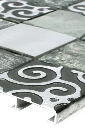 Top Vente Mosaïque Carrelage Verre Pierre Naturelle Aluminium Valdivia Gris