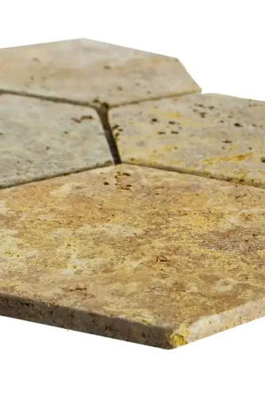 Travertin Pierre Naturelle Mosaïque Carrelage Mercado Hexagone Or Acheter Direct