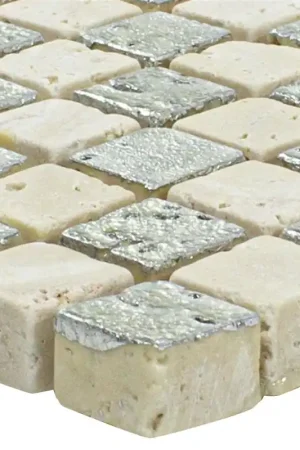 Authentique Marbre Natural Mosaïques Pierre Carrelage Antika Mix Argent Crème