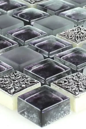 Soldes Mosaïque Verre Pierre Naturelle Ornament Pourpre Mix