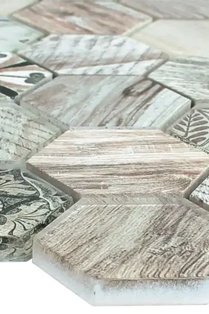 Usine Directe Verre Natural Mosaïques Pierre Eritrea Imitation Bois Brun Clair Beige