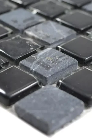 Verre Pierre Naturelle Mosaïque Carrelage Zekova Noir Gris Nouvel Arrivage