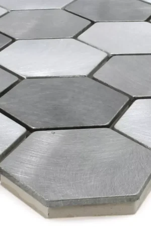 Solde Mosaïque Aluminium Manhatten Hexagone Gris Argent