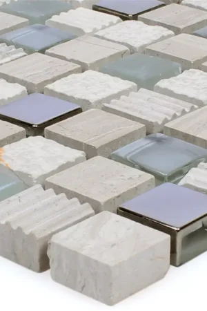 Authentique Carrelage Mosaïque Venzona Gris Clair Argent