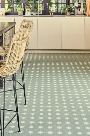 Affaire À Saisir Sol vinyle rouleau ALEGRIA 2M , Carrelage fleur vert, rouleau 2.00 m
