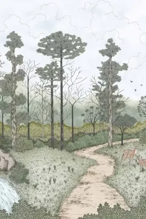 Papier peint panoramique La Biche au Bois Vert Certifié