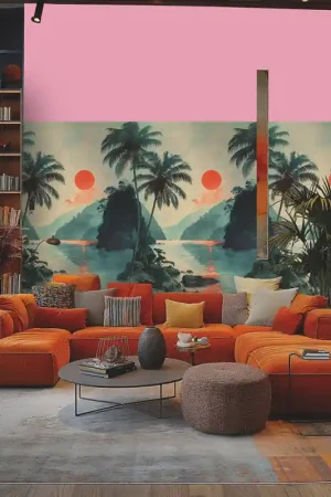 Papier peint panoramique intissé Sunset Beach 159 x 280 cm Meilleur Prix