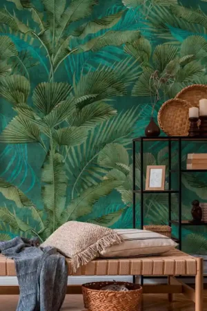 Nouveauté Papier peint panoramique Les Bali Bleu Vert 159 x 280 cm AS Creation