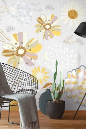 Dernier Modèle Papier peint panoramique Les Greys Flowers 159 x 280 cm AS Creation