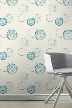 Papier peint intissé cercles bleu glacier 53 x 1005 cm RASCH Meilleure Vente