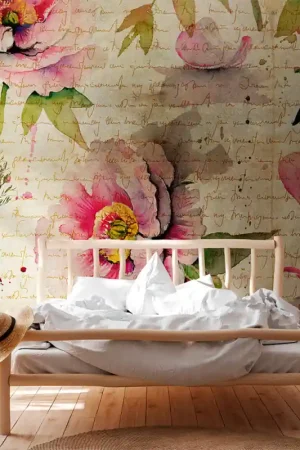 Papier peint panoramique intissé floral beige et rose 371 x 280 cm AS CREATION Vente Flash