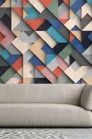Papier peint panoramique intissé formes 3D multicolore 371 x 280 cm AS CREATION Soldes