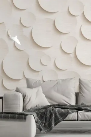 Papier peint panoramique intissé rond 3D blanc cassé 159 x 280 cm AS CREATION Pas Cher