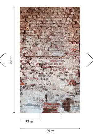 Jusqu'à Épuisement Des Stocks Papier peint panoramique intissé vieux mur en brique rouge 159 x 280 cm AS CREATION
