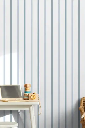 Authentique Papier peint intissé à Rayure bleu beige UGEPA