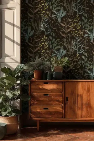 Commande En Gros Papier Peint Intissé Herbier Noir AS Création