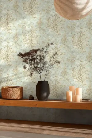 Papier Peint Intissé Asian Vert de Gris - Motif Oriental & Déco Zen Must-Have