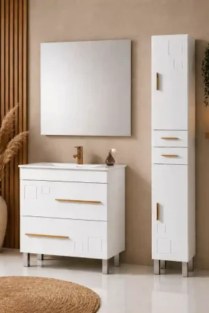 Colonne de salle de bain CLAUDIA, largeur 35 cm 2 portes poignées dorées MUEBLES JUMAR Marque