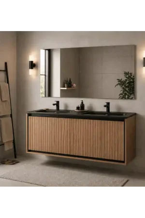 Dernière Chance Ensemble de meuble, vasque et miroir GOYA largeur 120 cm bois/noir MUEBLES JUMAR