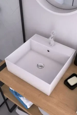 Super Prix Vasque fjord carrée 40x40 blanche AURLANE
