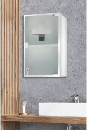 Offre Spéciale ARMOIRE PHARM GENOA CHROM BROS 50X30X15 SABL+CROIX MP GLASS